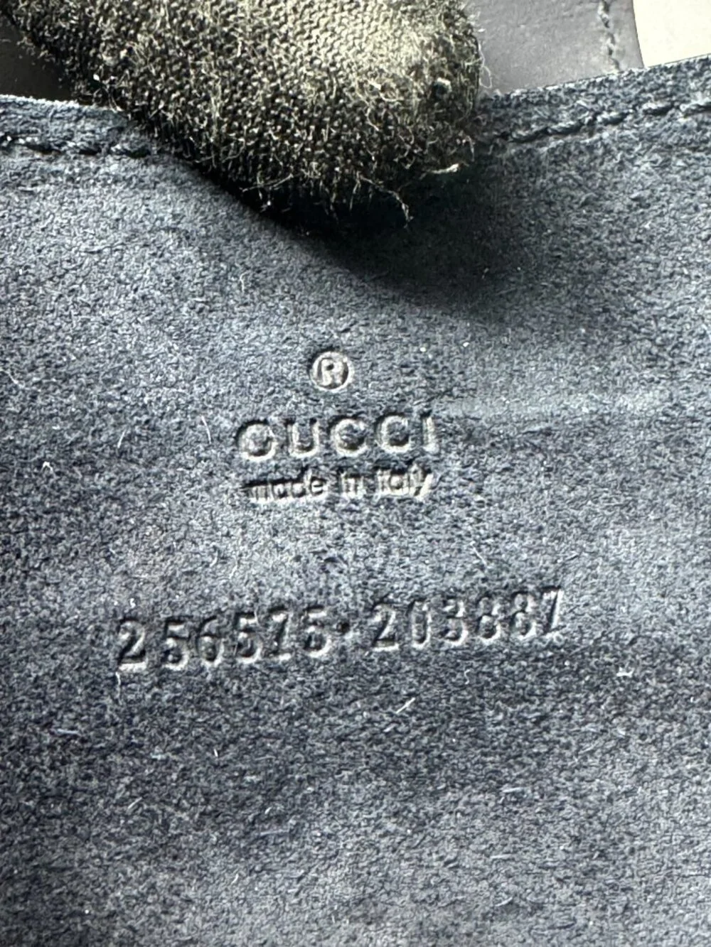 Authentic Gucci 2010s Sima Embossed Navy Blue Leather Tablet Case